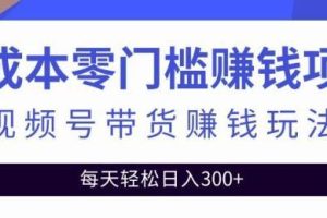 零基础视频号带货赚钱项目，0成本0门槛轻松日入300+【视频教程】