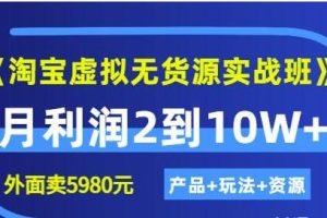 程哥《淘宝虚拟无货源实战班》月利润2到10W+（产品+玩法+资源)