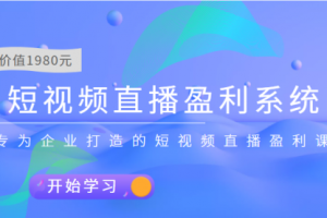 短视频直播盈利系统 专为企业打造的短视频直播盈利课（价值1980元）