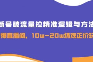 新号破流量拉精准逻辑与方法，引爆直播间，10w-20w场观正价玩法