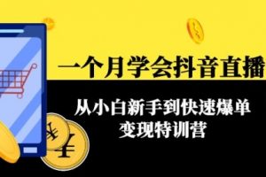 一个月学会抖音直播带货：从小白新手到快速爆单高手全套特训营(63节课)