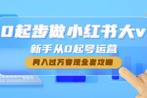 0起步做小红书大v，新手从0起号运营，全套攻略