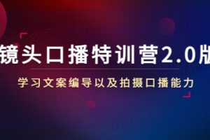 镜头口播特训营2.0版，学习文案编导以及拍摄口播能力（50节课时）