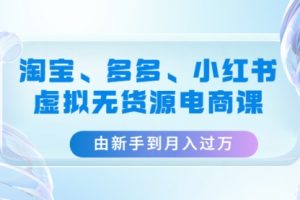 淘宝、多多、小红书-虚拟无货源电商课：由新手到月入过万（3套课程）