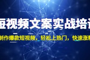 短视频文案实战培训：制作爆款短视频，轻松上热门，快速涨粉！