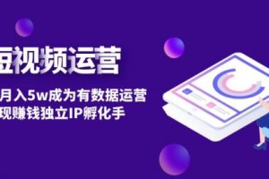 短视频自然流IP第2期：从0到月5w成为有数据运营独立IP孵化手