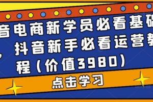 价值3980 抖音电商新学员必看基础课，抖音新手必看运营教程