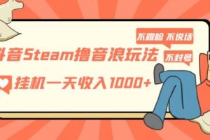 抖音Steam撸音浪玩法 一天1000+不露脸 不说话 不封号 社恐人群福音