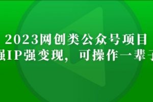 2023网创类公众号月入过万项目，强IP强变现，可操作一辈子