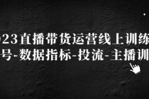 2023直播带货运营线上训练营，起号-数据指标-投流-主播训练