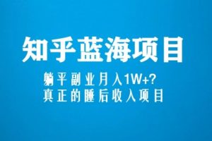 知乎蓝海玩法，躺平副业一个月1W+，真正的睡后收入项目（6节视频课）