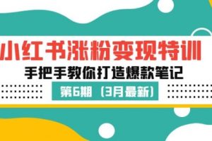 小红书涨粉变现特训·第6期，手把手教你打造爆款笔记（3月新课）