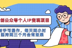 网创公众号个人IP变现项目：新手可操作，每天两小时，坚持两三个月会有效果