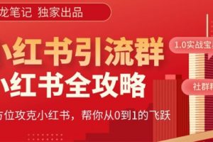 白龙笔记】价值980元的《小红书运营和引流课》，日引100高质量粉