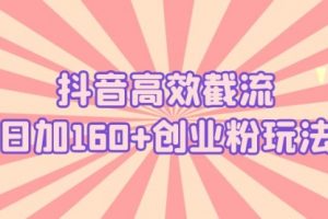 抖音高效截流日加160+创业粉玩法：详细操作实战演示！