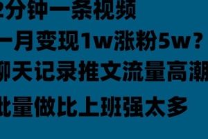 聊天记录推文！！！月入1w轻轻松松，上厕所的时间就做了