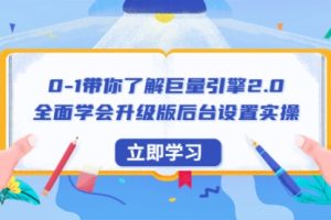 0-1带你了解巨量引擎2.0：全面学会升级版后台设置实操（56节视频课）