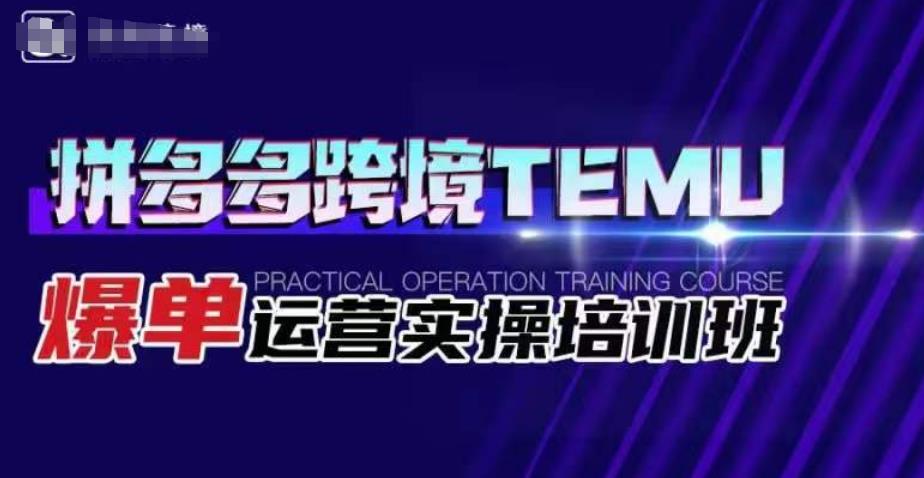 拼多多跨境TEMU爆单运营实操培训班，海外拼多多的选品、运营、爆单