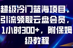 超级冷门蓝海项目，引流领取云盘会员，1小时300+，附保姆级教程