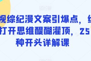 影视综纪漫文案引爆点，给你打开思维醍醐灌顶，255种开头详解课