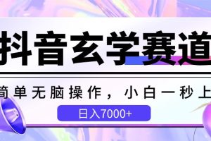 抖音玄学赛道，简单无脑，小白一秒上手，日入7000+【揭秘】