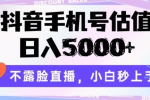 抖音手机号估值，日入5000+，不露脸直播，小白秒上手【揭秘】