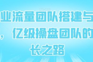 企业流量团队搭建与管理，亿级操盘团队的成长之路