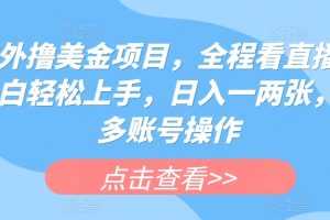 海外撸美金项目，全程看直播，小白轻松上手，日入一两张，可多账号操作【揭秘】