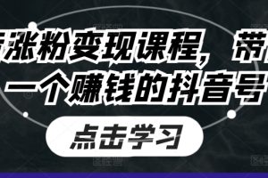 抖音涨粉变现课程，带你做一个赚钱的抖音号