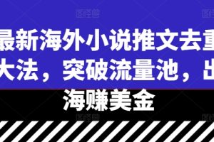 最新海外小说推文去重大法，突破流量池，出海赚美金