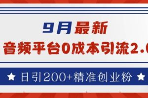 9月最新：音频平台0成本引流，日引200+精准创业粉【揭秘】