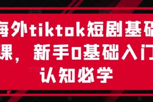 海外tiktok短剧基础课，新手0基础入门认知必学