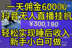 2024年11月抖音无人直播带货挂JI，小白的梦想之路，全天24小时收益不间断实现真正管道收益【揭秘】