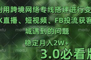 利用跨境电商网络及搭建TK直播、短视频、FB投流获客以及商城遇到的问题进行变现3.0必看版【揭秘】