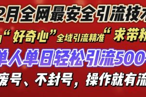 12 月份全网最安全引流创业粉技术来袭，不封号不废号，有操作就有流量【揭秘】