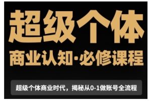 超级个体商业认知觉醒视频课，商业认知·必修课程揭秘从0-1账号全流程