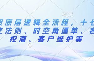 外贸底层逻辑全流程，十七步成交法则、时空角逼单、客户挖潜、客户维护等