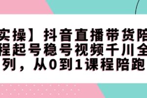 【实操】抖音直播带货陪跑课程起号稳号视频千川全系列，从0到1课程陪跑