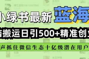 小绿书无脑搬运引流，全自动日引500精准创业粉，微信生态内又一个闷声发财的机会