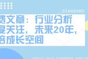 付费文章：行业分析 高度关注，未来20年，万倍成长空间