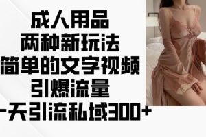 成人用品两种新玩法，简单的文字视频引爆流量，一天引流私域300+