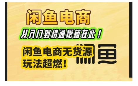 闲鱼电商实战课，从入门到精通秘籍在此，闲鱼电商无货源玩法超燃!