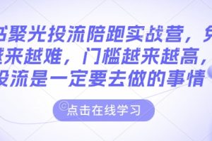 小红书聚光投流陪跑实战营，免费流量会越来越难，门槛越来越高，付费投流是一定要去做的事情