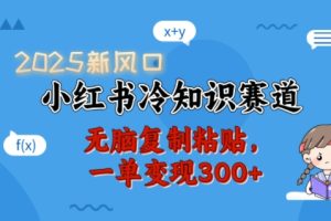 2025新风口，小红书冷知识赛道，无脑复制粘贴，一单变现300+